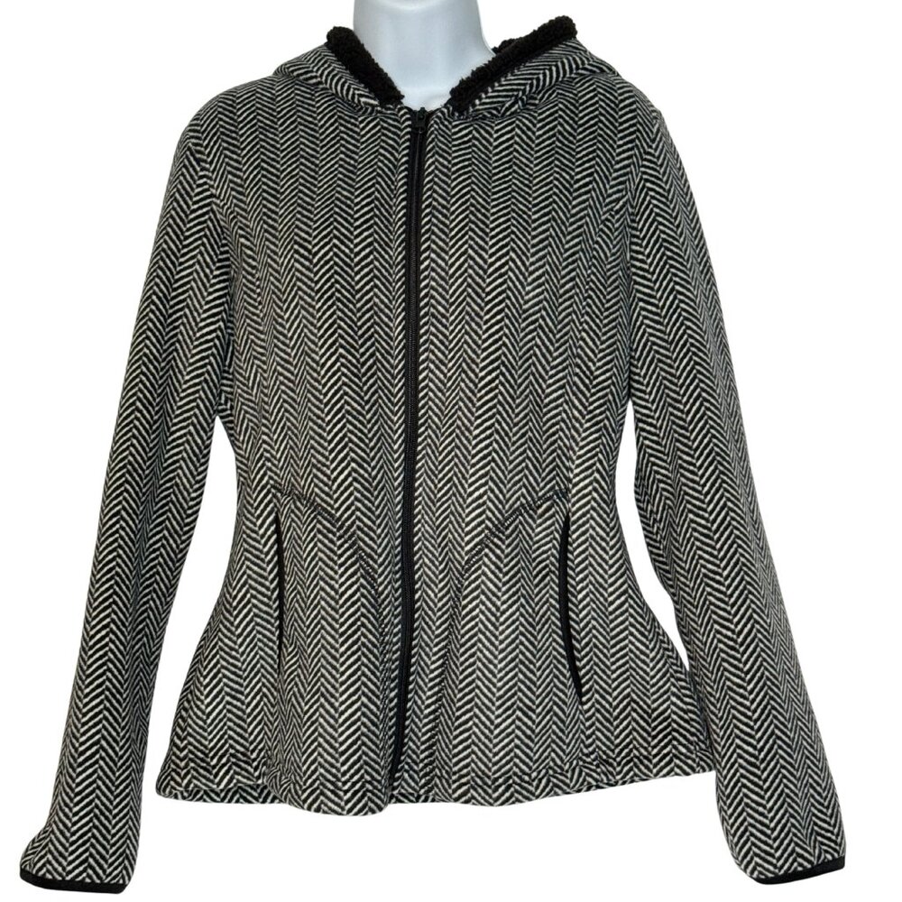 Faded Glory Sherpa Fleece Lined Hoodie, Front Pockets, Cuffed Sleeves, Size M